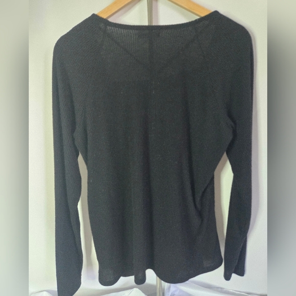 Maurices Black Ribbed Long Sleeve Top XL | Strappy Front Detail, Casual & Chic - Picture 4 of 6